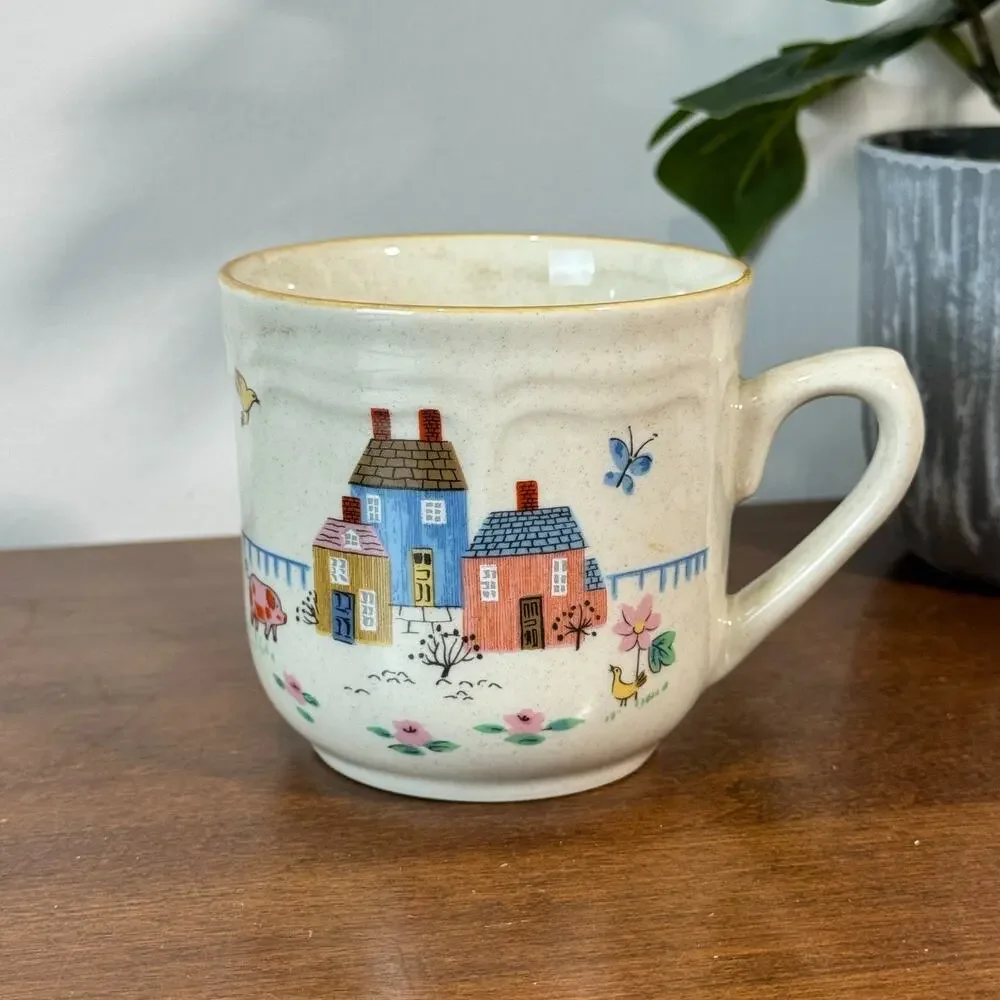 International Stoneware Heartland Mug and Saucer set Country Farm Tea Cup